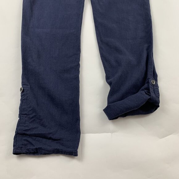 Roxy Navy Blue Linen Slim leg Lounge Pant M - Picture 6 of 7